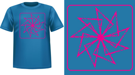 Blue T shirt and triangle design is very beautiful design.
