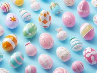 Fototapeta na wymiar Set of 3D render Easter plastic eggs. Easter decorations