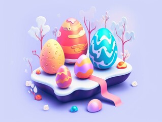 Fototapeta na wymiar Isometric colorful Easter eggs.