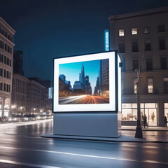 Blank billboard mockup White Box Street, city street, space for your advertising,