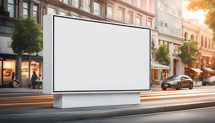 Blank billboard mockup White Box Street, city street, space for your advertising,