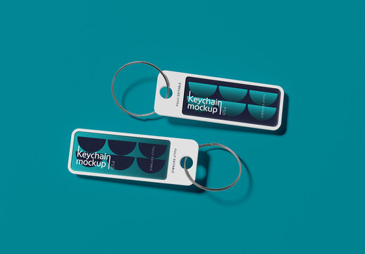 Two Rectangular Keychains Mockup