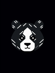 A minimalistic and flat-colored T-shirt design featuring a (panda) in the style of a computer icon or logocreated with Generative Ai