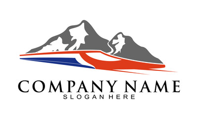 Super fast train with mountain illustration design vector