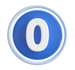 3d number 0 blue icon