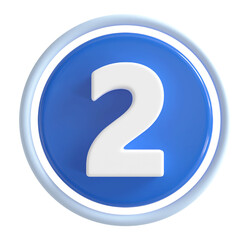 3d number 2 blue icon