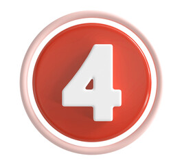 Fototapeta premium 3d number 4 red icon