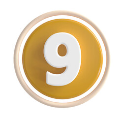 3d number 9 yellow icon