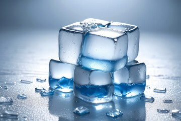 a pile of ice cubes sitting on top of a table,generative ai