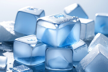 a pile of ice cubes sitting on top of a table,generative ai