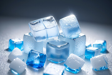 a pile of ice cubes sitting on top of a table,generative ai