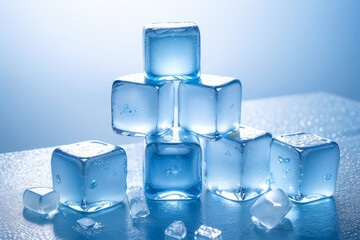 a pile of ice cubes sitting on top of a table,generative ai