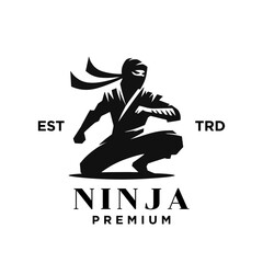 Ninja black logo icon design template illustration