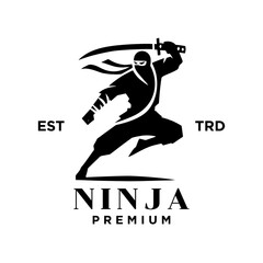 Ninja black logo icon design template illustration