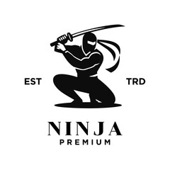 Ninja black logo icon design template illustration