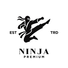 Ninja black logo icon design template illustration