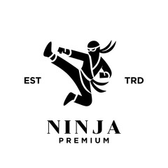 Ninja black logo icon design template illustration