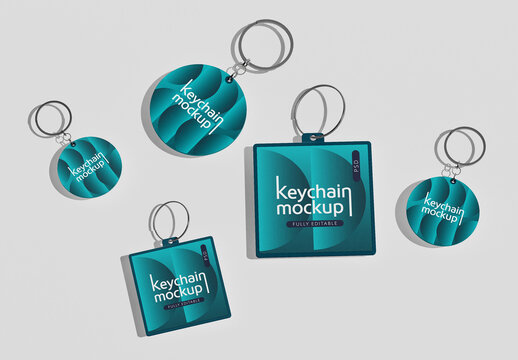 Different Shapes of Keychains Mockup