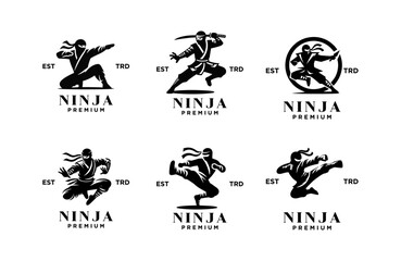 Ninja black logo icon design template illustration