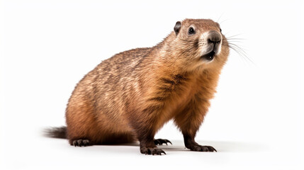 Fototapeta premium A groundhog on a white background