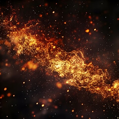 Fototapeta na wymiar Fire embers particles over black background. Fire sparks background. 