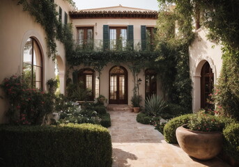 Fototapeta na wymiar Beautiful Mediterranean House with Central Courtyard
