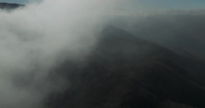 Aerial view of Picentini mountain range near Laceno Lake (Lago Laceno) in Bagnoli Irpino, Avellino, Irpinia, Campania, Italy.