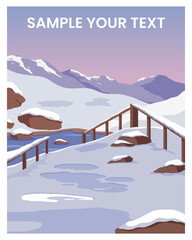 landscape in winter for background, print, card, postcard, poster. vector illustration in minimalist flat style.