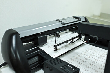 plotter cutting stickers typography polygraphy machine black labels contour cutting	