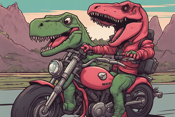 Dinosaur riding a motorcycle, Dinosaur t-shirt design