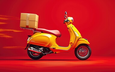 Fototapeta na wymiar Delivery scooter delivering parcels