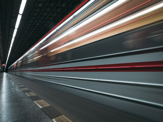 Fototapeta na wymiar metro train in fast movement