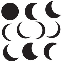 Moon icon. Crescent, half and full illustration symbol. Sign luna vector. - obrazy, fototapety, plakaty