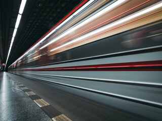 Fototapeta na wymiar metro train in fast movement