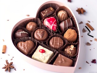 Heart-shaped chocolate box. Valentine's Day.