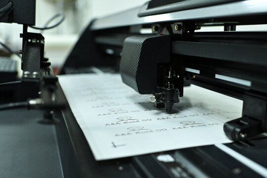 plotter cutting stickers typography polygraphy machine black labels contour cutting	