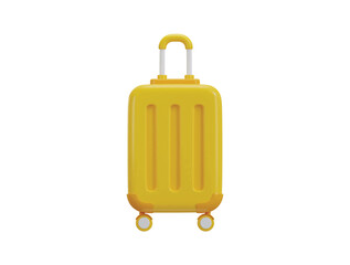 3d plastic luggage with wheels and handle icon illustration