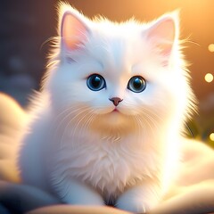 white baby cat with  blue eyes