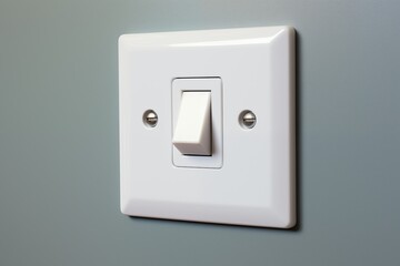 AI generated illustration of A single white switch mounted on a plain wall