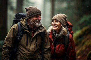 Fototapeta premium Senior Couple Enjoying Hike in Forest