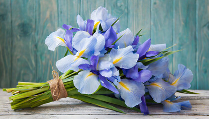 Wiosenne kwiaty niebieskie irysy - obrazy, fototapety, plakaty
