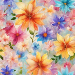 Fototapeta na wymiar Colorful flowers wallpaper.