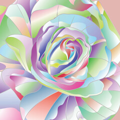 Detail multicolored rose  watercolor vintage vector illustration editable hand draw