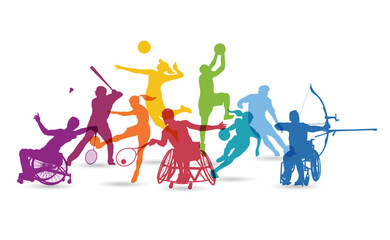 Sporters United. Colorful Silhouettes of Various Sport Athletes.