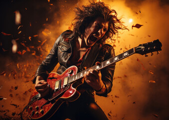 Obraz premium Electric Guitarist Performing on Stage