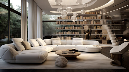 Luxury, modern, big, bright living room