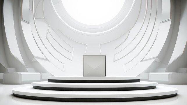 presentation white podium background illustration speaker event, conference spotlight, audience stand presentation white podium background