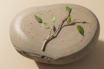 a stone with a plant growing out of it,generative ai