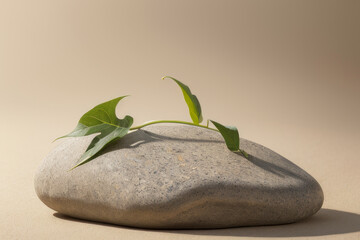 a stone with a plant growing out of it,generative ai