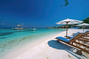 Fototapeta na wymiar Idyllic Tropical Beach Resort with Crystal Clear Waters